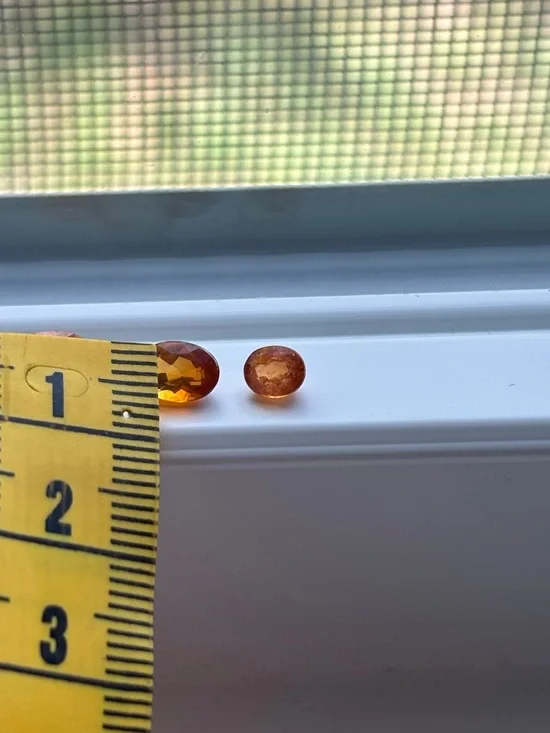 Set of 3 Orange Garnet Gemstones – Oval Faceted Hessonite Garnet Lot Warm Tones - Picture 12 of 15